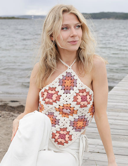 Top Rombo de Grannys Patrón en Crochet Gratis