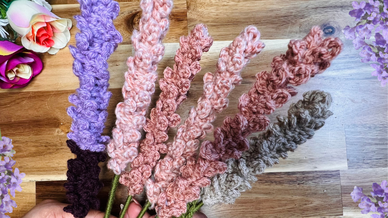 Videotutorial Diseña Flores de Lavanda a Crochet en 5 min 
