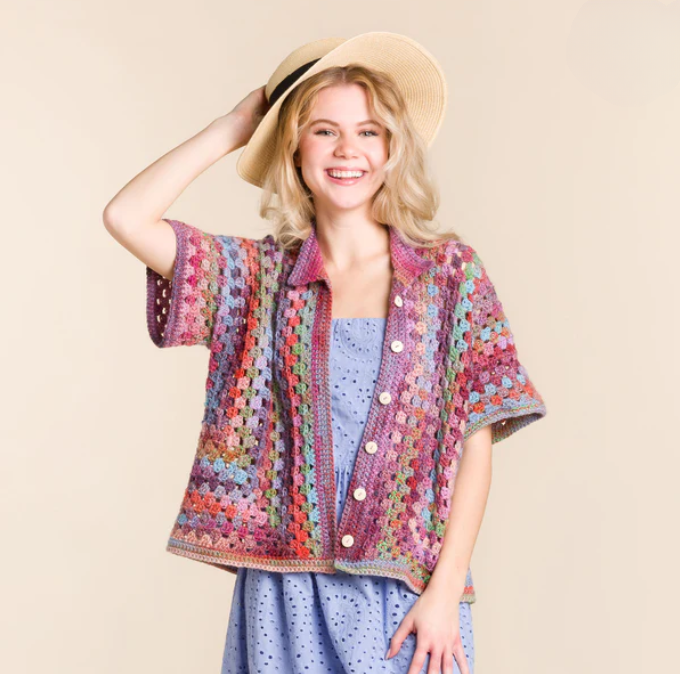 Patrón Gratis Blusa en Cuadro de la Abuela a Crochet paso a paso