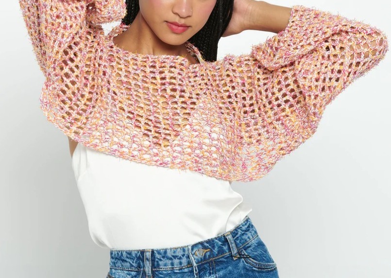 Top Mangas de Malla en Crochet Patrón Gratis