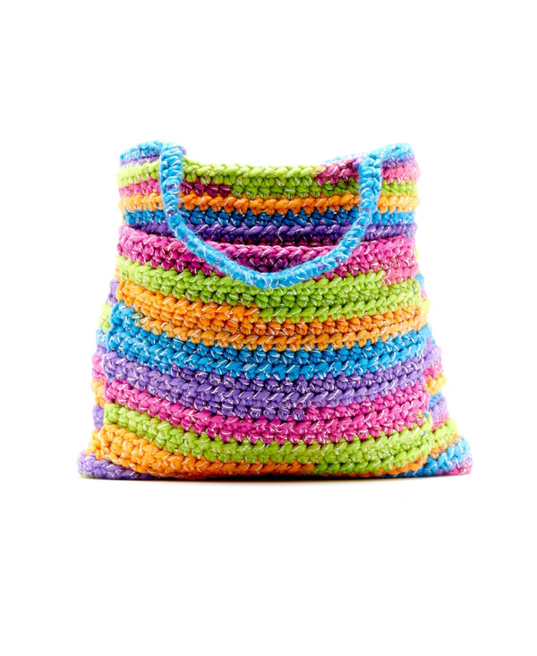 Patrón Gratis Bolso con Bolsillo Rayas Matizadas en Crochet