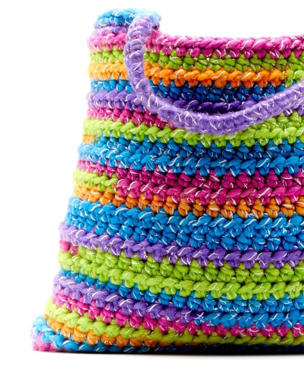 Patrón Bolso con Bolsillo Rayas Matizadas en Crochet PDF