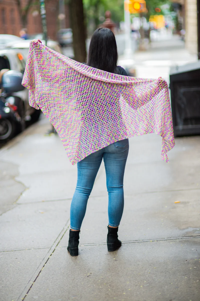 Patrón Gratis Chal Matiz Retro en Crochet