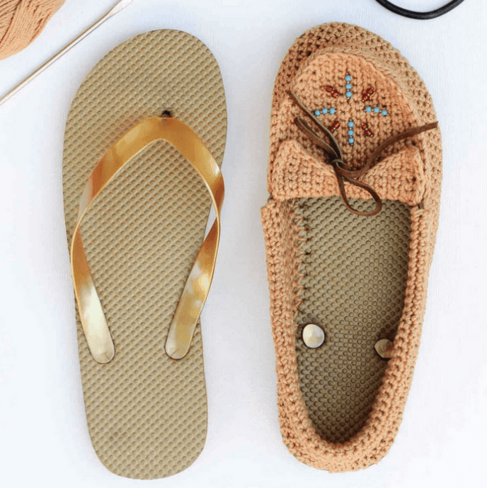 Patrón Gratis Mocasines en Suela de Chanclas a Crochet