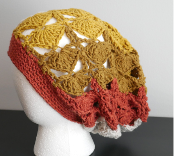 Patrón Gratis Gorro Holgado Hojas de Ginkgo en Crochet