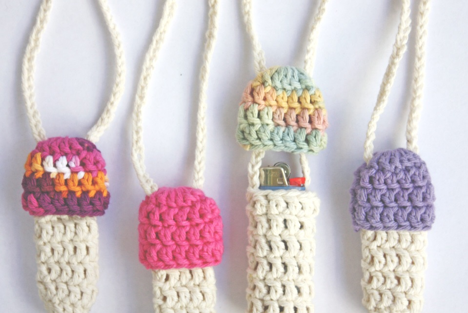 Patrón Gratis Porta Encendedor de Hongos en Crochet