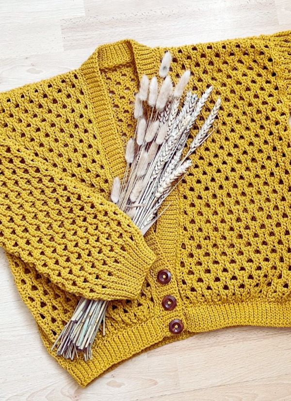 Cárdigan Espigas de Trigo en Crochet Patrón Gratis