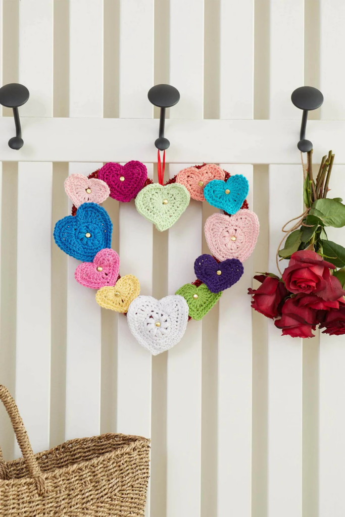 Corazones decorativos en Crochet Patrón Gratis paso a paso