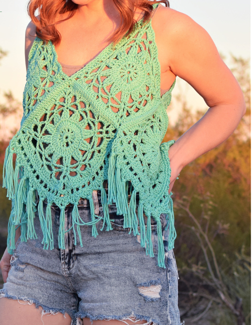Top Boho Chic para verano en Crochet Patrón Gratis