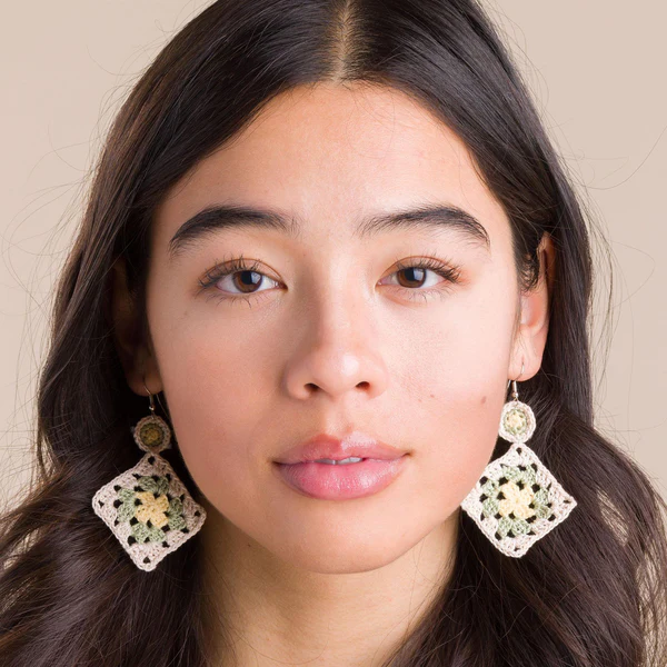 Pendientes Cuadros de la Abuela Retro en Crochet