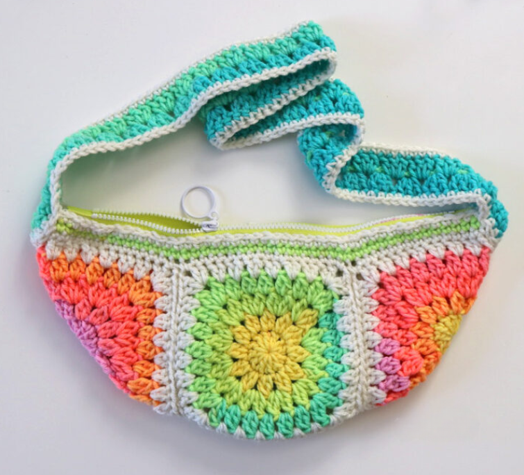 Cómo Tejer Riñonera a Crochet con Granny Squares Coloridos Patron Gratis