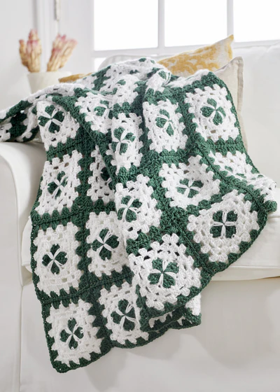 Cómo Tejer la Manta con Tréboles de 4 Hojas en Crochet Patron Gratis