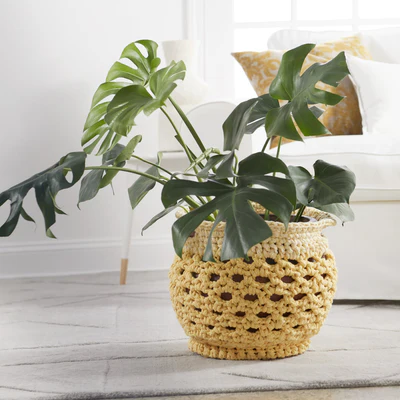 Cómo Tejer una Cesta de Crochet para Macetas Patron Gratis