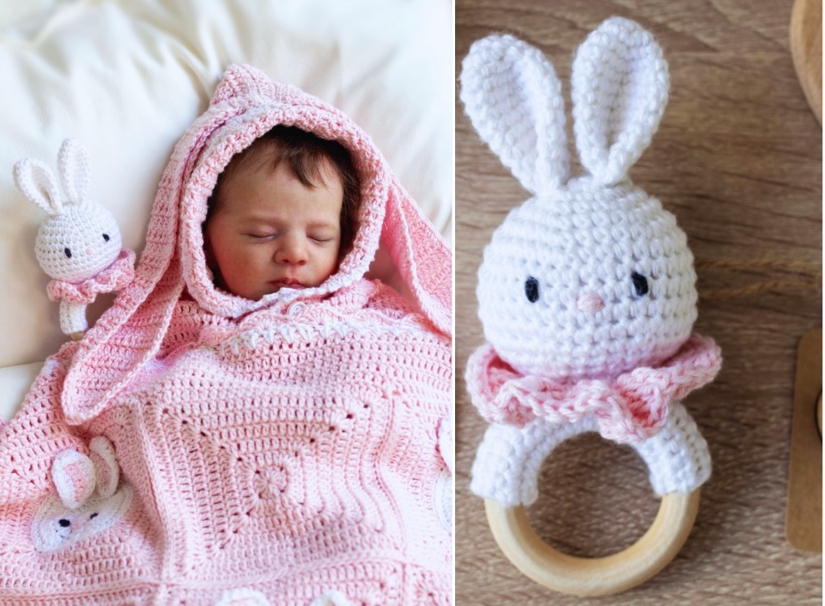 Patrón PDF de Sonajero Rabbit para Bebes Amigurumi paso a paso