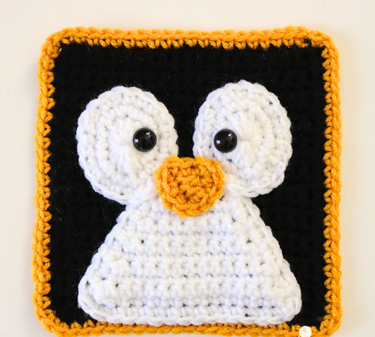 Cómo Tejer un Adorable Granny Square de Pingüino en Crochet