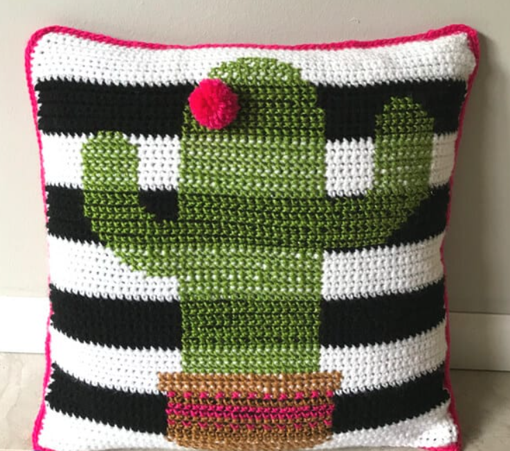 Almohada de Cactus en Crochet Patrón Gratis