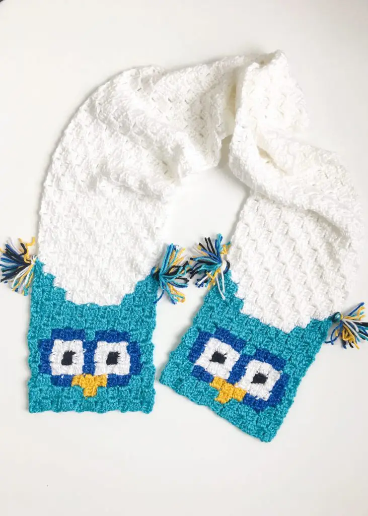 Bufanda de Búho en Crochet Elegante y Versátil Patrón Gratis