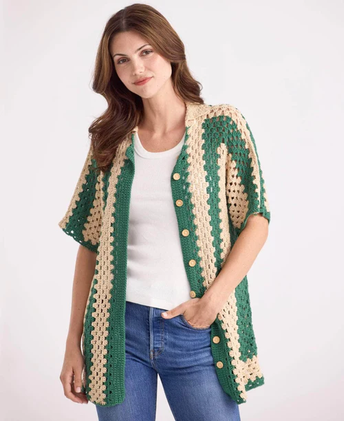 Chaqueta a Rayas en Crochet Paso a Paso Patrón Gratis