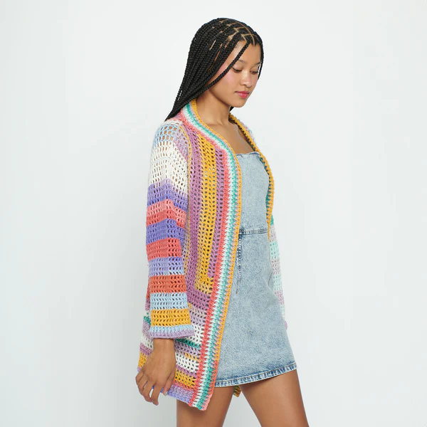 Cárdigan de Malla a Crochet Patrón Gratis