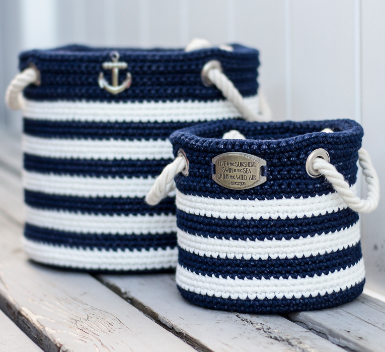 Cestas Marineras en Crochet para Almacenar Patrón Gratis