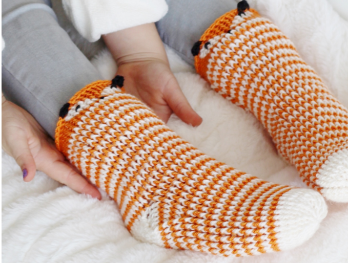 Calcetines de Zorro a Crochet para Niños paso a paso Patrón Gratis