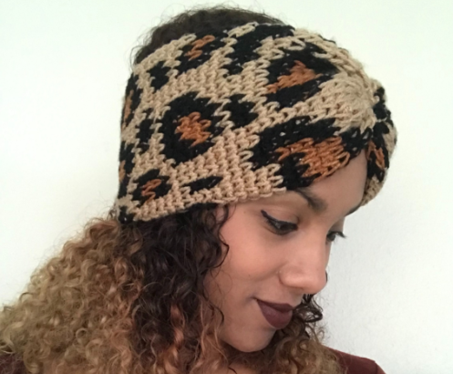 PATRON GRATIS Diadema de Crochet con Manchas de Leopardo