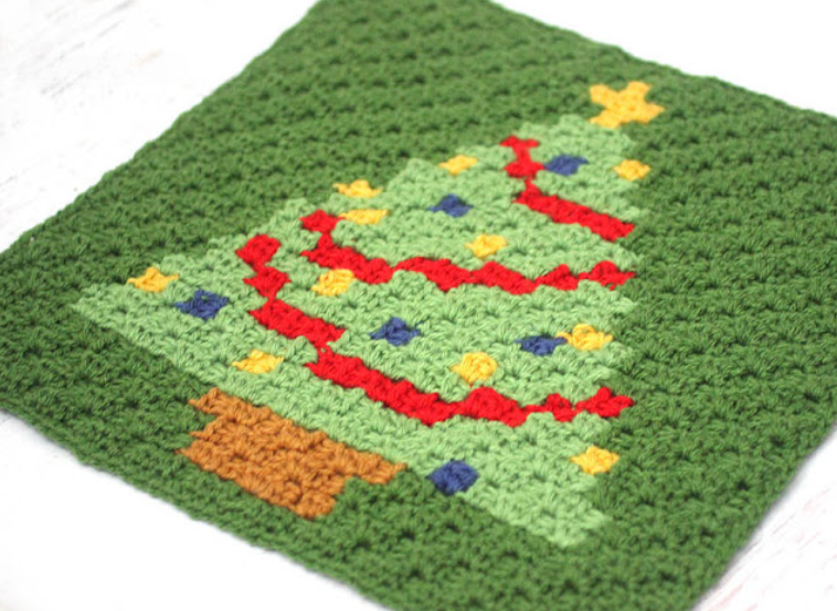 Manta Con Albor De Navidad en Crochet Patrón Gratis