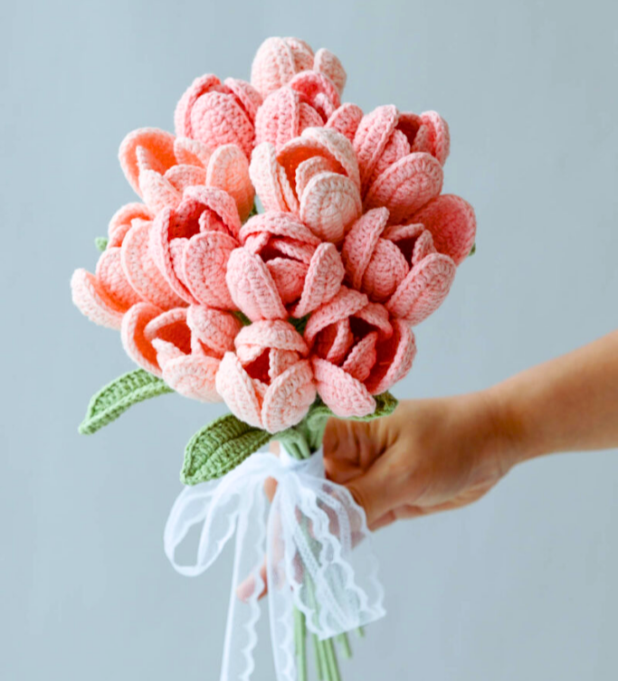 Ramo de Tulipanes Pink en Crochet PATRON GRATIS