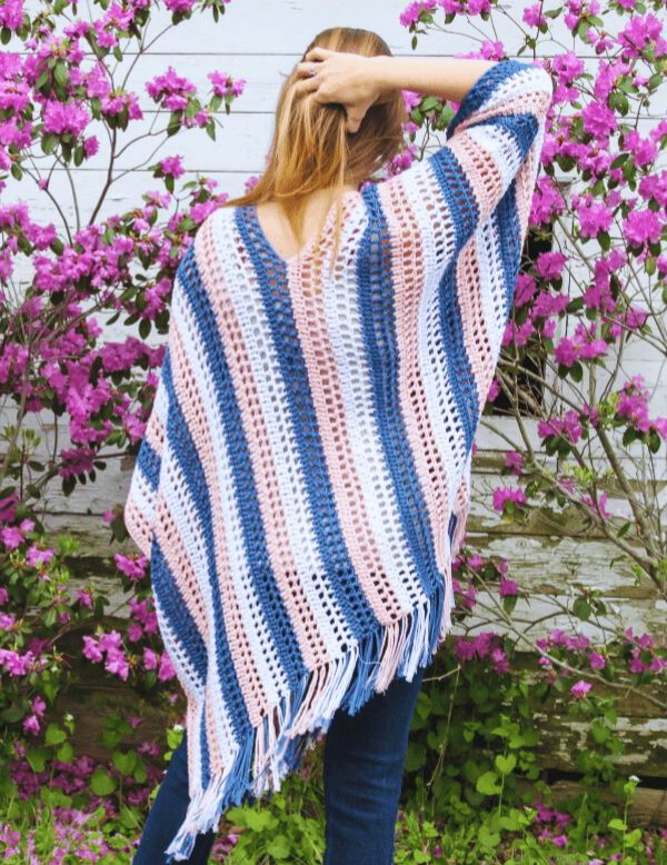 Poncho Casual Boho Chic a Crochet Patrón Gratis