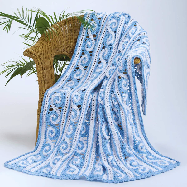 Manta a crochet con ondas marinas para decorar tu hogar patrón gratis