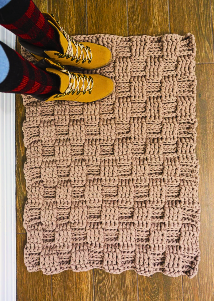 Cómo Crear una Alfombra en Punto Cesta a Crochet Patrón Gratis