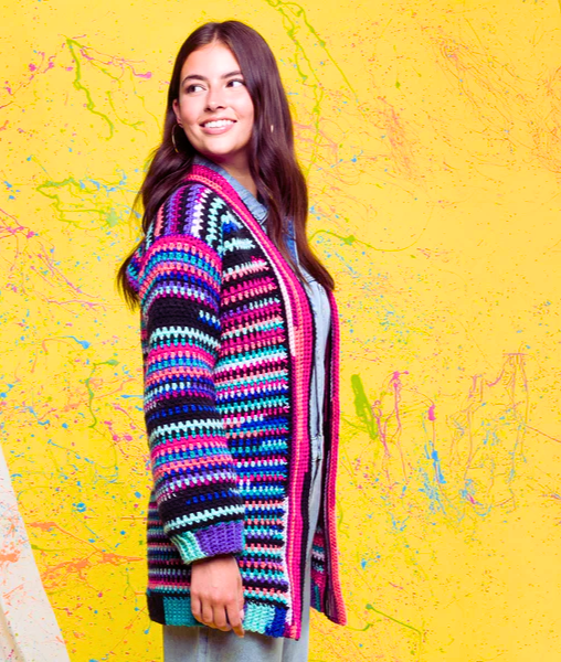 Cárdigan Estilo Urbano en Punto Musgo Patrón Gratis