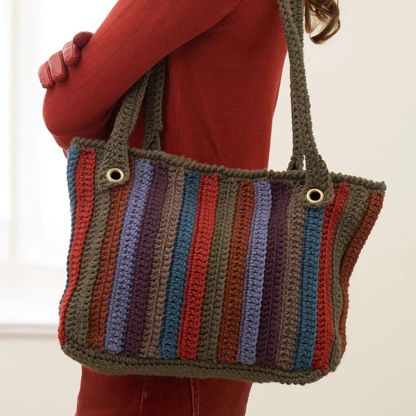Bolsa Rayas Bohemia en Crochet Patrón Gratis