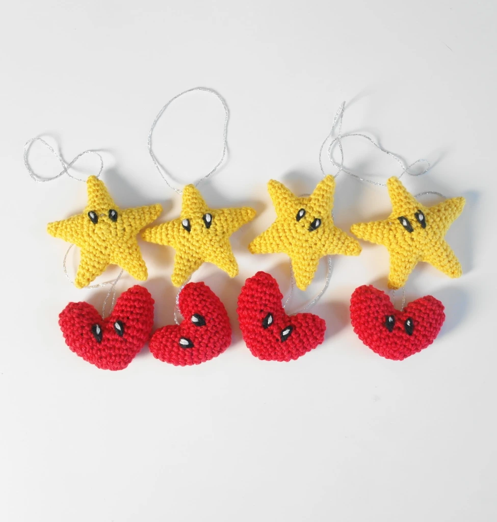 Cómo hacer Corazones y Estrellas en crochet Patrón Gratis