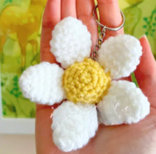 Llavero de Margarita en Crochet Paso a Paso Patrón Gratis