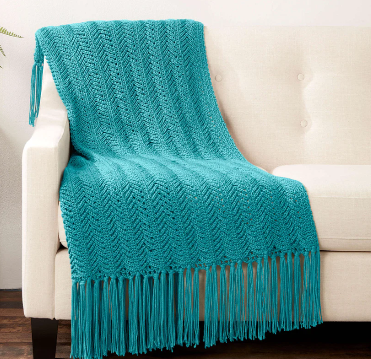 Como Tejer una Manta en Punto espiga a Crochet Patrón Gratis