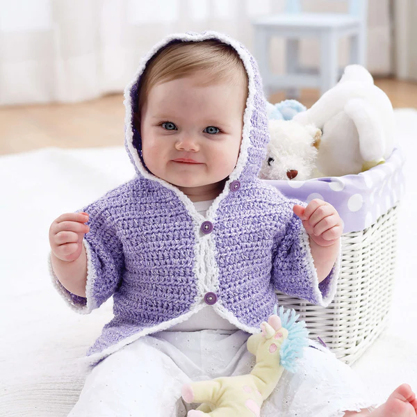 Chaqueta con Capucha para Bebes de 0-6 meses en Crochet Patrón Gratis
