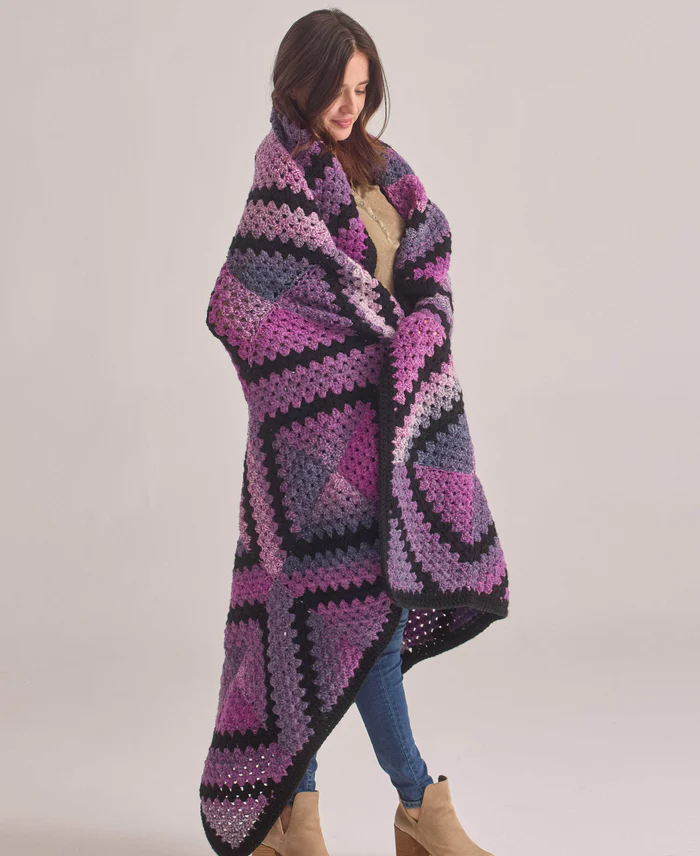 PATRON GRATIS Manta campos de Lavanda a Crochet