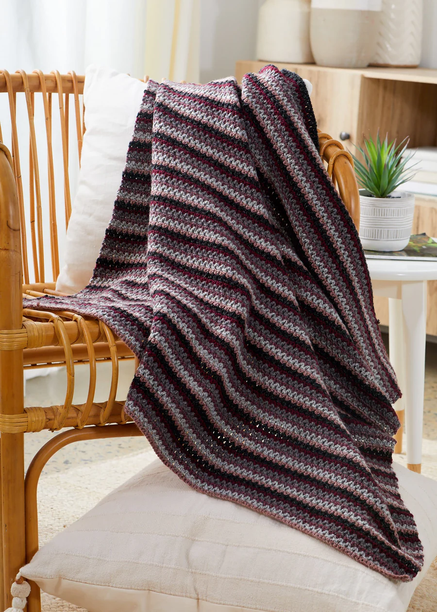 Manta a Rayas para Principiantes del Crochet PATRON GRATIS