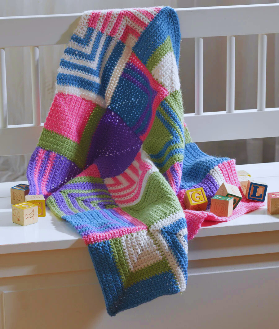 Manta Geométrica para Bebes en Crochet PATRON GRATIS