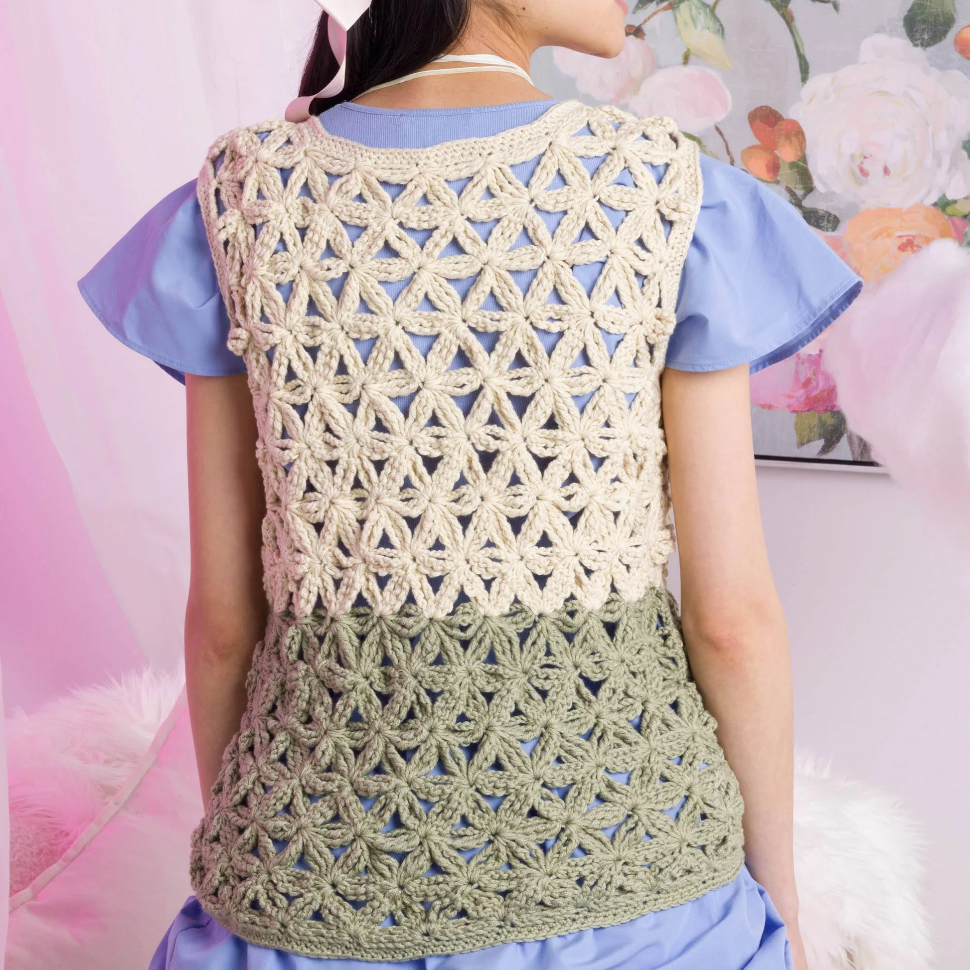 Top en Punto Florar en Crochet PATRON GRATIS