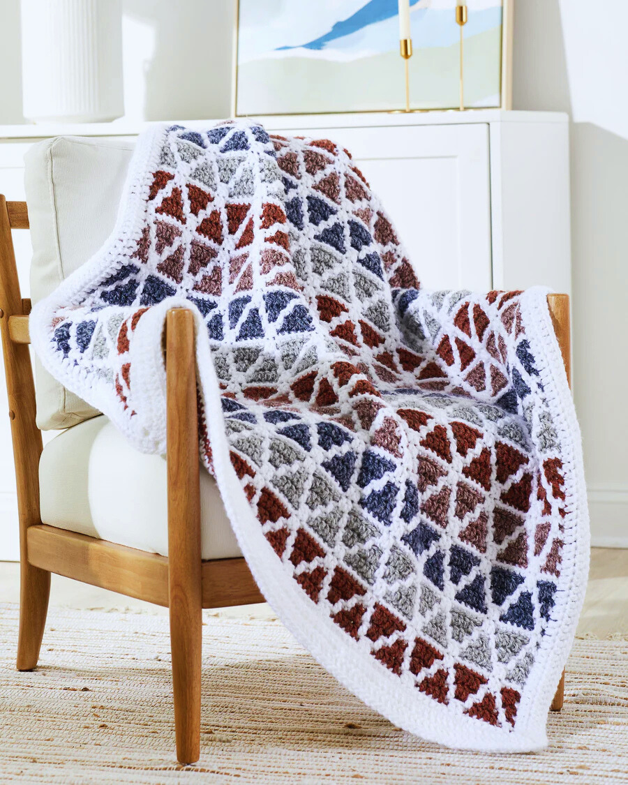 Manta Geométrica Piramidal en Crochet PATRON GRATIS