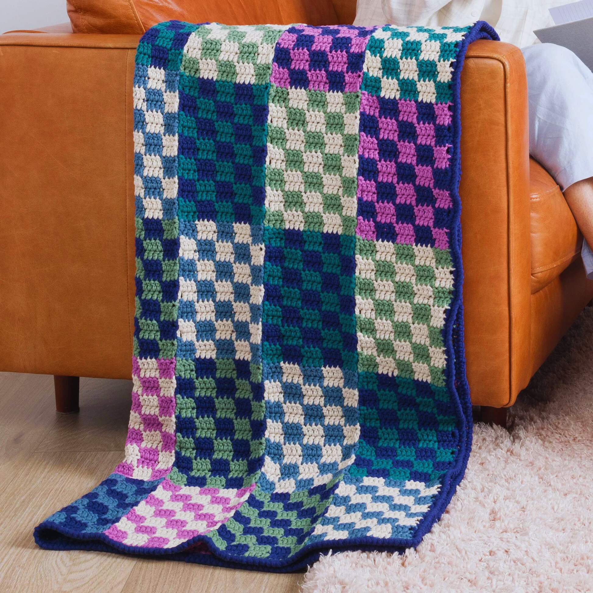 Manta Geométrica de Bloques en Crochet (Video) PATRON