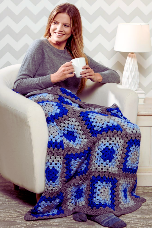 Manta Oversize en Cuadros de la Abuela en Crochet PATRON