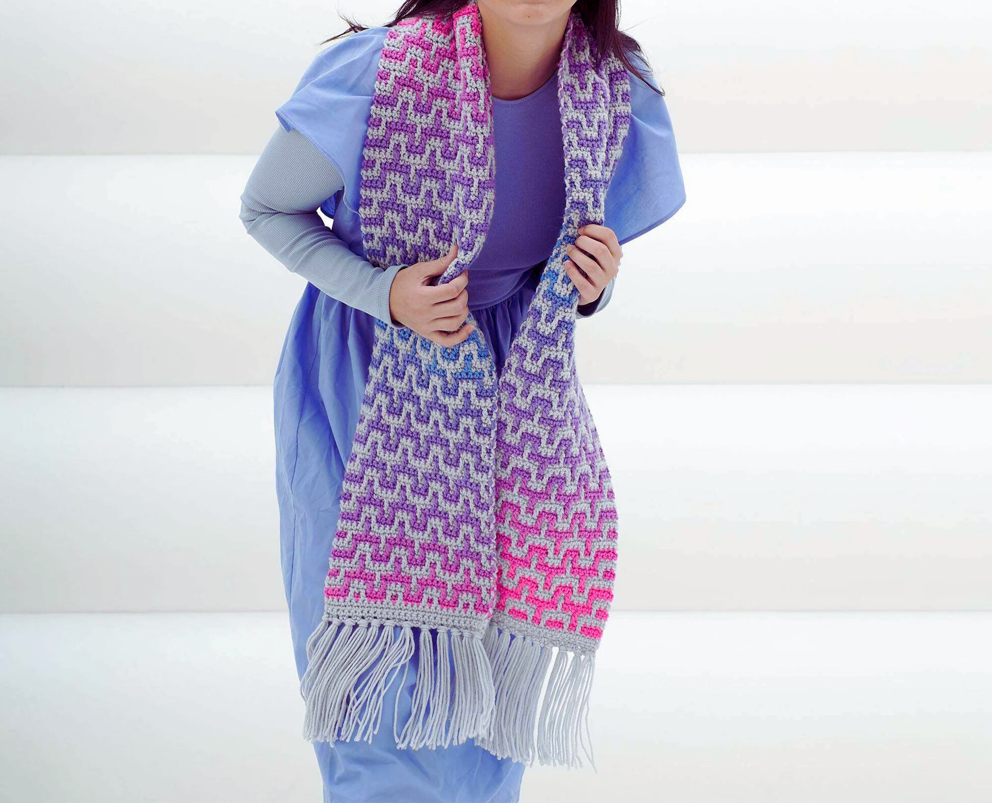 Bufanda Zig-Zag Mosaico en Crochet PATRON GRATIS