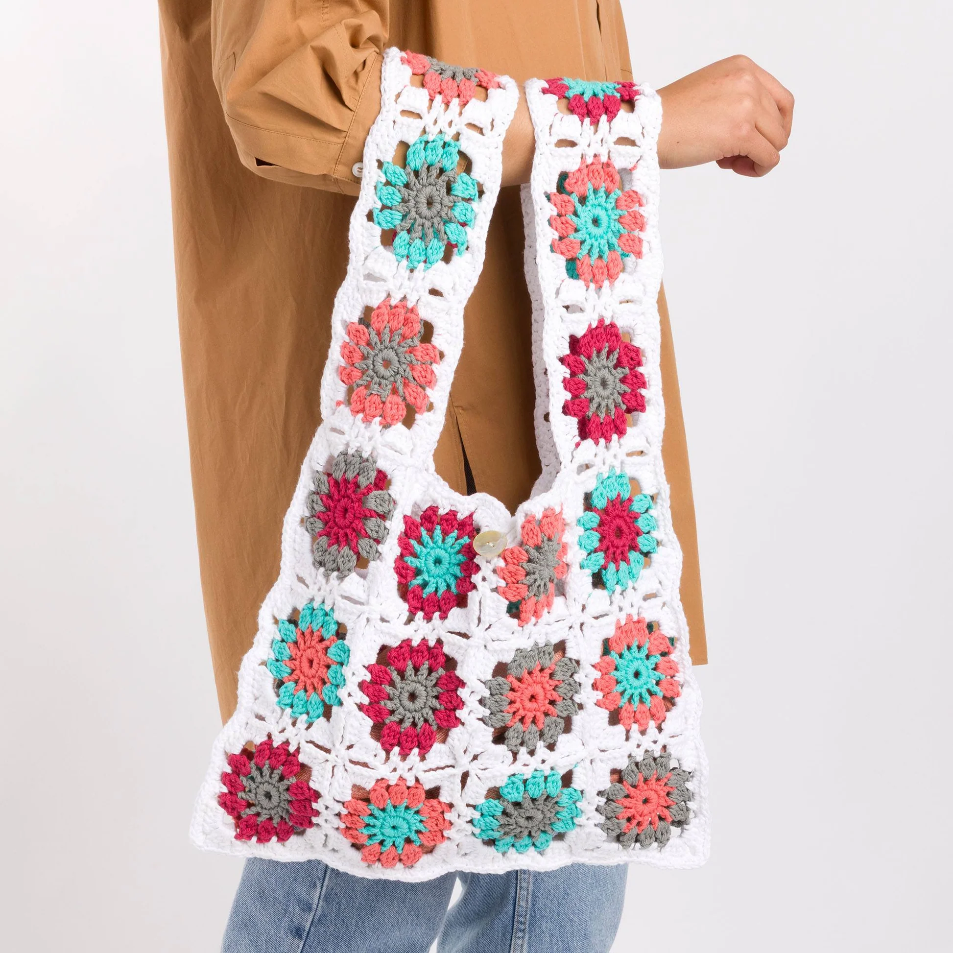Bolsa Grannys de Flores primavera a Crochet PATRON GRATIS
