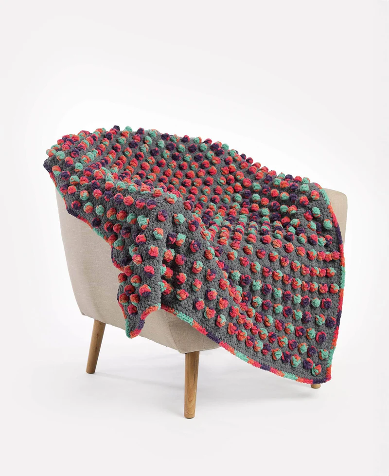 Manta Vogue en Punto Popcorn a Crochet PATRON GRATIS