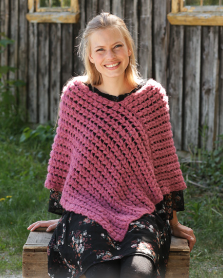Poncho de Alpaca en Punto Puff a Crochet PATRON GRATIS