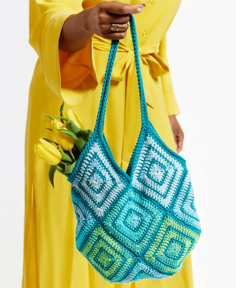 Bolsa Diamante Azul en Crochet PATRON GRATIS