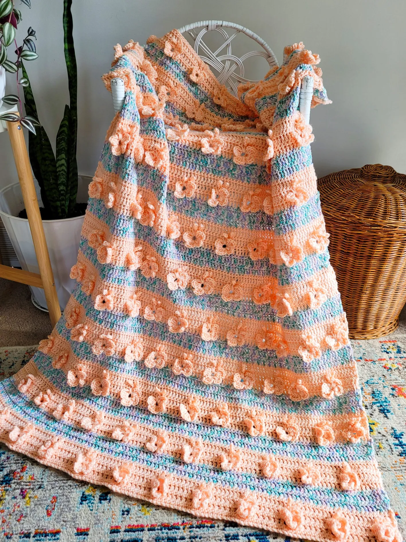 Manta Danza de la Mariposa en Crochet PATRÓN GRATIS